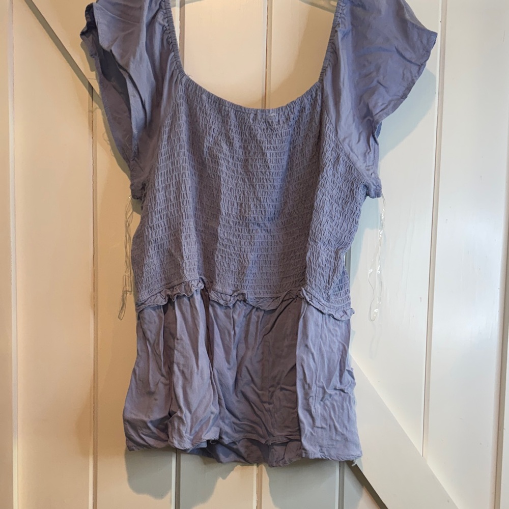 Chic Soul Lavender Smocked Peplum Blouse - Picture 5 of 5